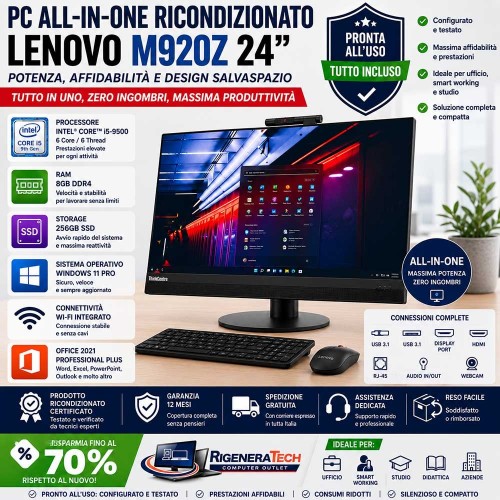 Pc Computer ALL IN ONE Ricondizionato LENOVO M920Z 24" Core I5-9500