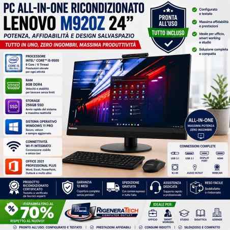 Pc Computer ALL IN ONE Ricondizionato LENOVO M920Z 24" Core I5-9500