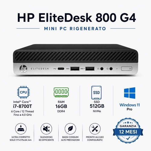 Mini Pc Ricondizionato HP EliteDesk 800 G4