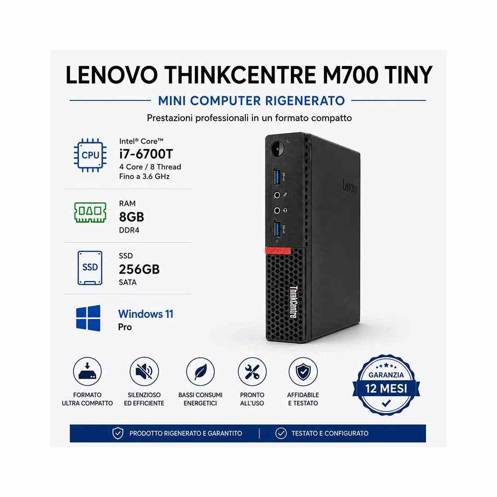 Mini Computer Ricondizionato Lenovo ThinkCentre M700 Tiny Core i7