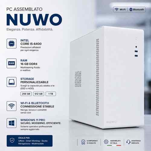 Pc Computer Assemblato Bianco Core i5-6400 Wi-Fi