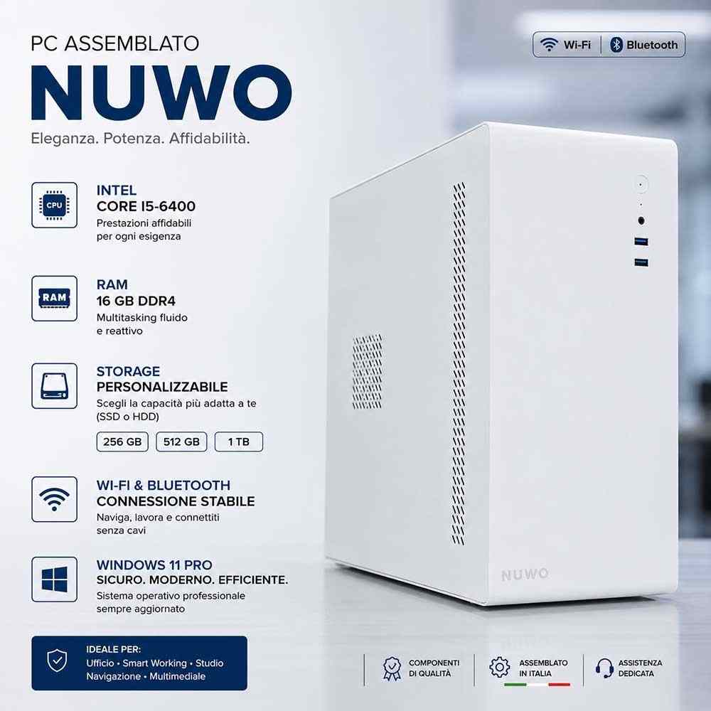 Pc Computer Assemblato Bianco Core i5-6400 Wi-Fi Pc Computer Assemblato Bianco Core i5-6400 Wi-Fi