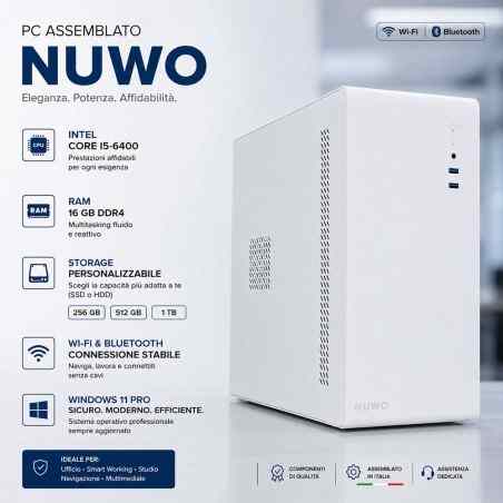 Pc Computer Assemblato Bianco Core i5-6400 Wi-Fi