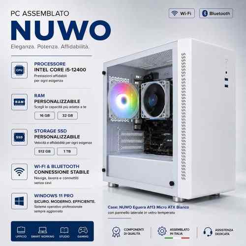 PC Computer Assemblato Bianco Intel core i5-12400