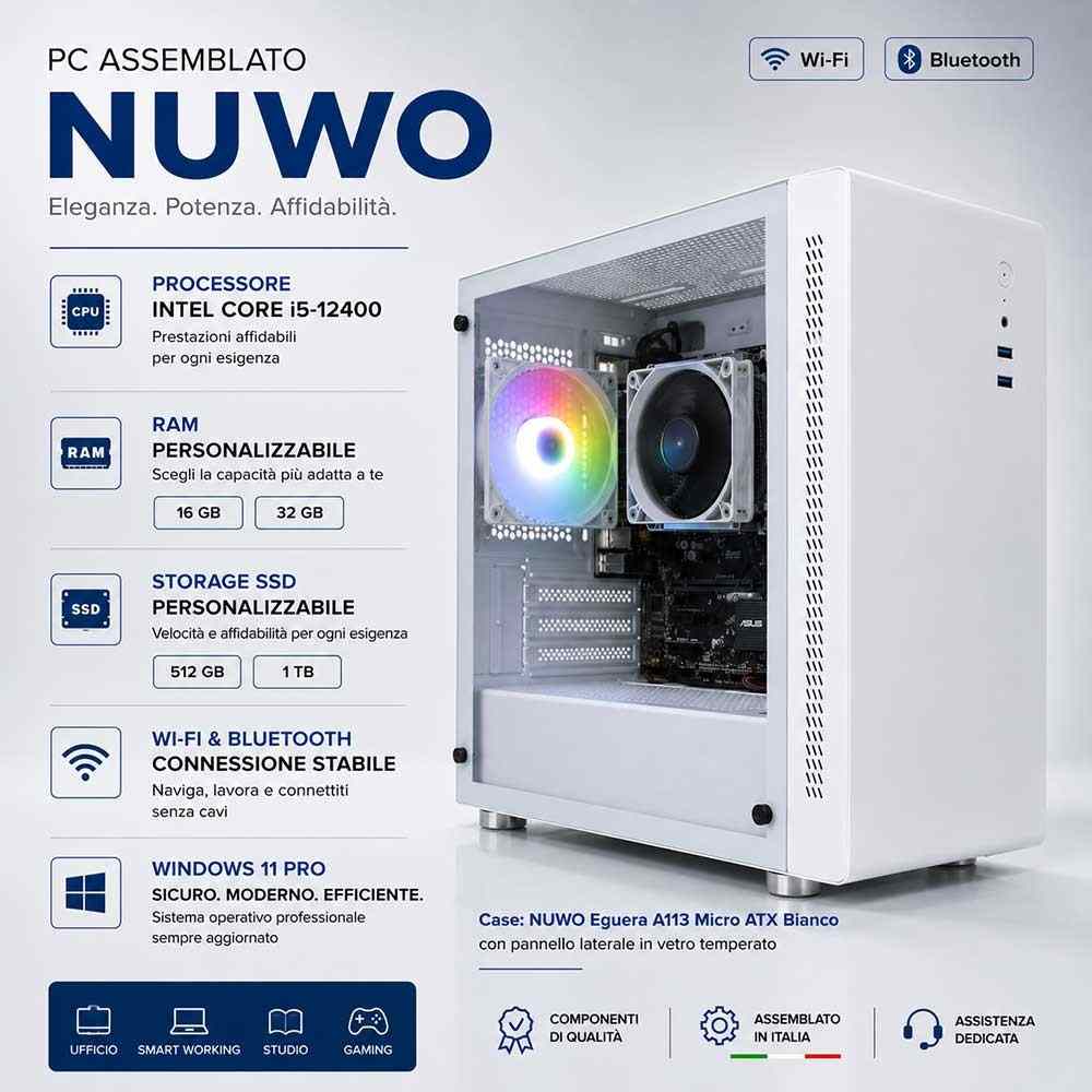 PC Computer Assemblato Bianco Intel core i5-12400
