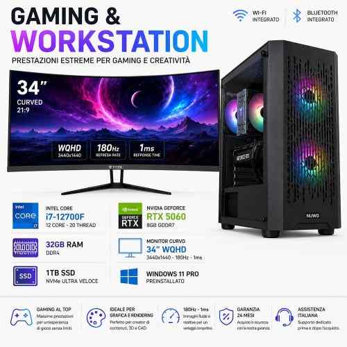 Pc Assemblato per GAMING e GRAFICA Completo I7-12700F