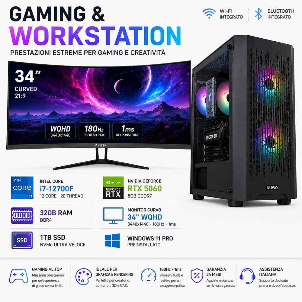 Pc Assemblato per GAMING e GRAFICA Completo I7-12700F Pc Assemblato per GAMING e GRAFICA Completo I7-12700F