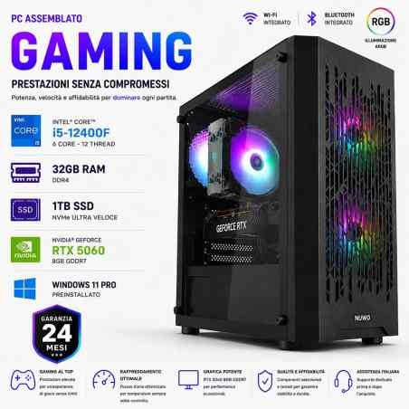 PC Computer Gaming Assemblato Core i5 i5-12400F Ram 32GB SSD 1TB RTX 5060