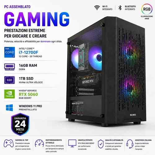 PC Computer Gaming Assemblato Core i7-12700F BLACK