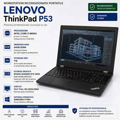 Workstation Mobile ricondizionata Lenovo ThinkPad P53 RTX 3000