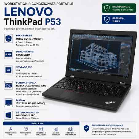Workstation Mobile ricondizionata Lenovo ThinkPad P53 RTX 3000
