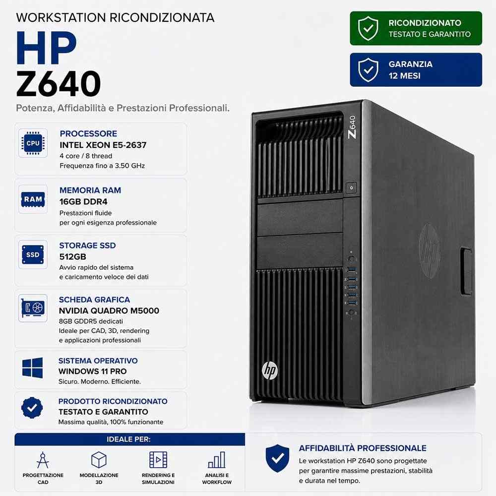 WORKSTATION RICONDIZIONATA HP Z640 INTEL XEON QUADRO M5000