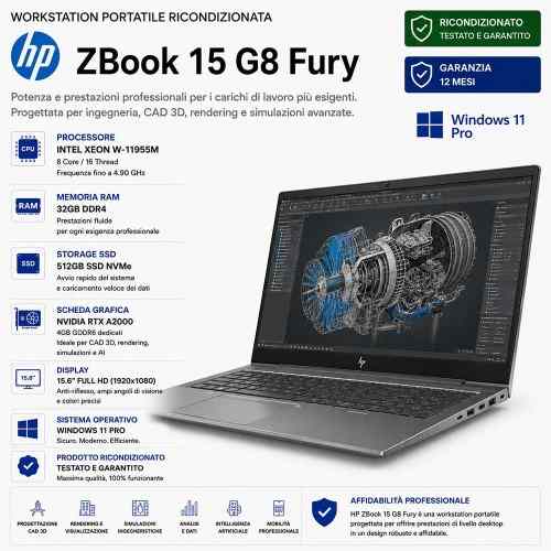 Workstation Portatile Ricondizionata Hp Zbook 15 G8 Fury Xeon
