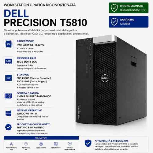 Workstation grafica ricondizionata per video editing cad 3d Scheda video 8gb