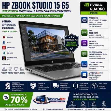 Workstation Portatile Ricondizionata Hp Zbook STUDIO 15 G5 i7-9850H