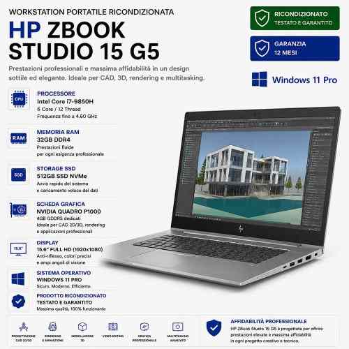Workstation Portatile Ricondizionata Hp Zbook STUDIO 15 G5 Ram 32GB