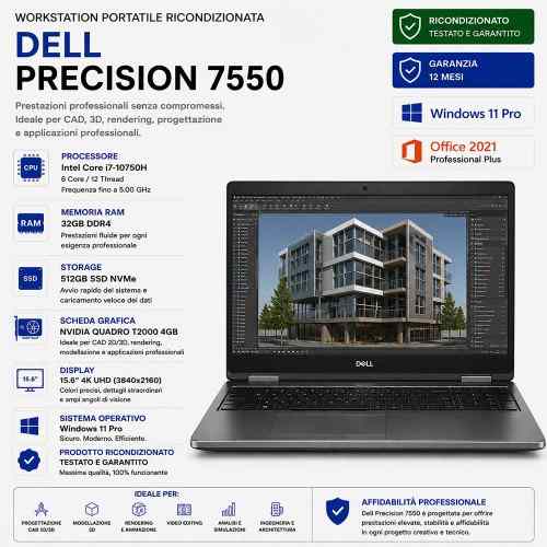 WORKSTATION PORTATILE RICONDIZIONATA DELL PRECISION 7550