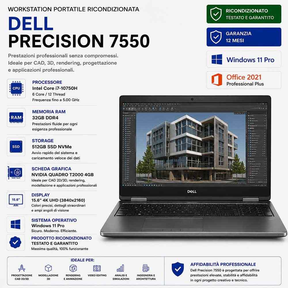 WORKSTATION PORTATILE RICONDIZIONATA DELL PRECISION 7550