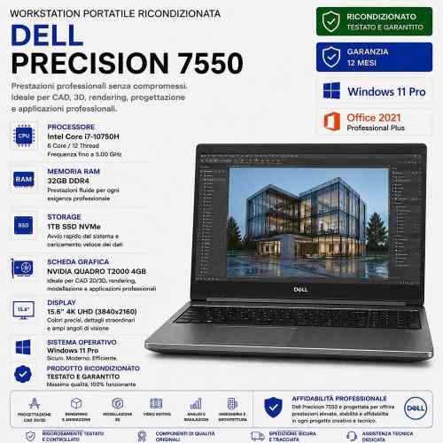 WORKSTATION PORTATILE RICONDIZIONATA DELL PRECISION 7550