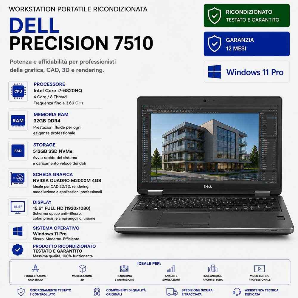 Workstation Portatile Ricondizionata DELL PRECISION 7510