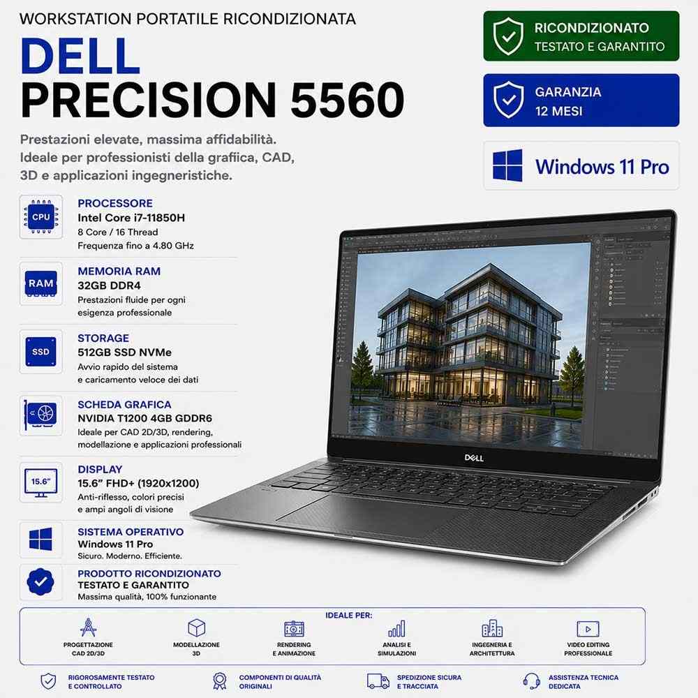 DELL PRECISION 5560 Workstation Portatile Ricondizionata