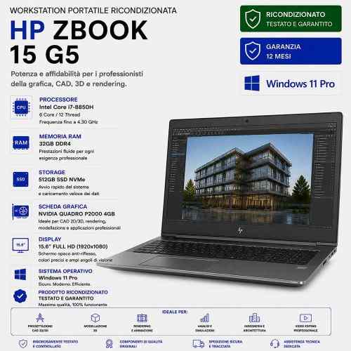 Pc Portatile Workstation Ricondizionata Hp Zbook 15 G5 i7-8850 Ram 32GB