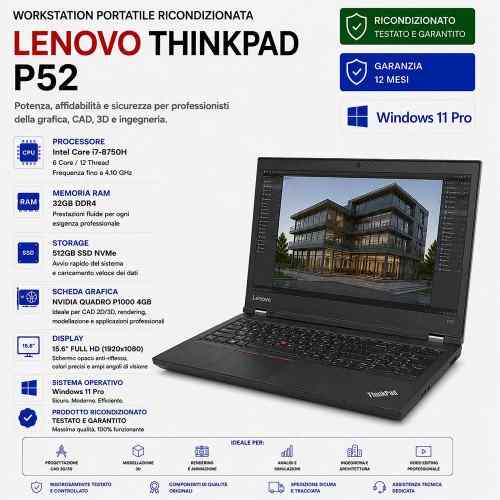 Workstation Portatile Ricondizionata Lenovo Thinkpad P52 P1000