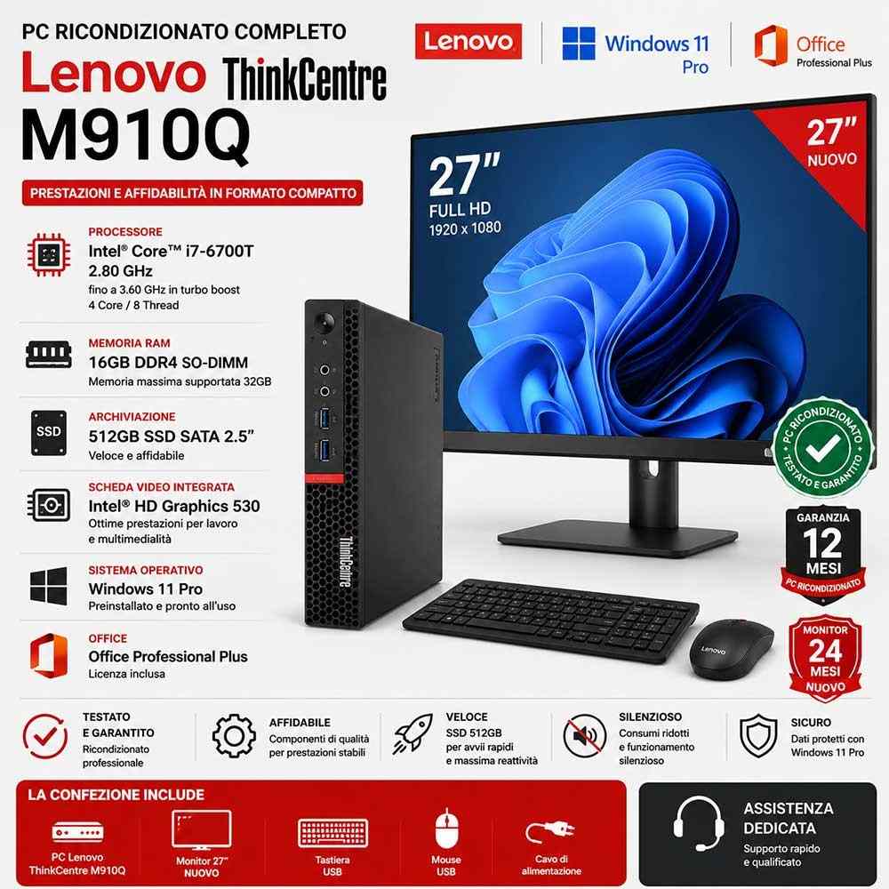 PC Ricondizionato Completo Lenovo ThinkCentre M700 i7 27"