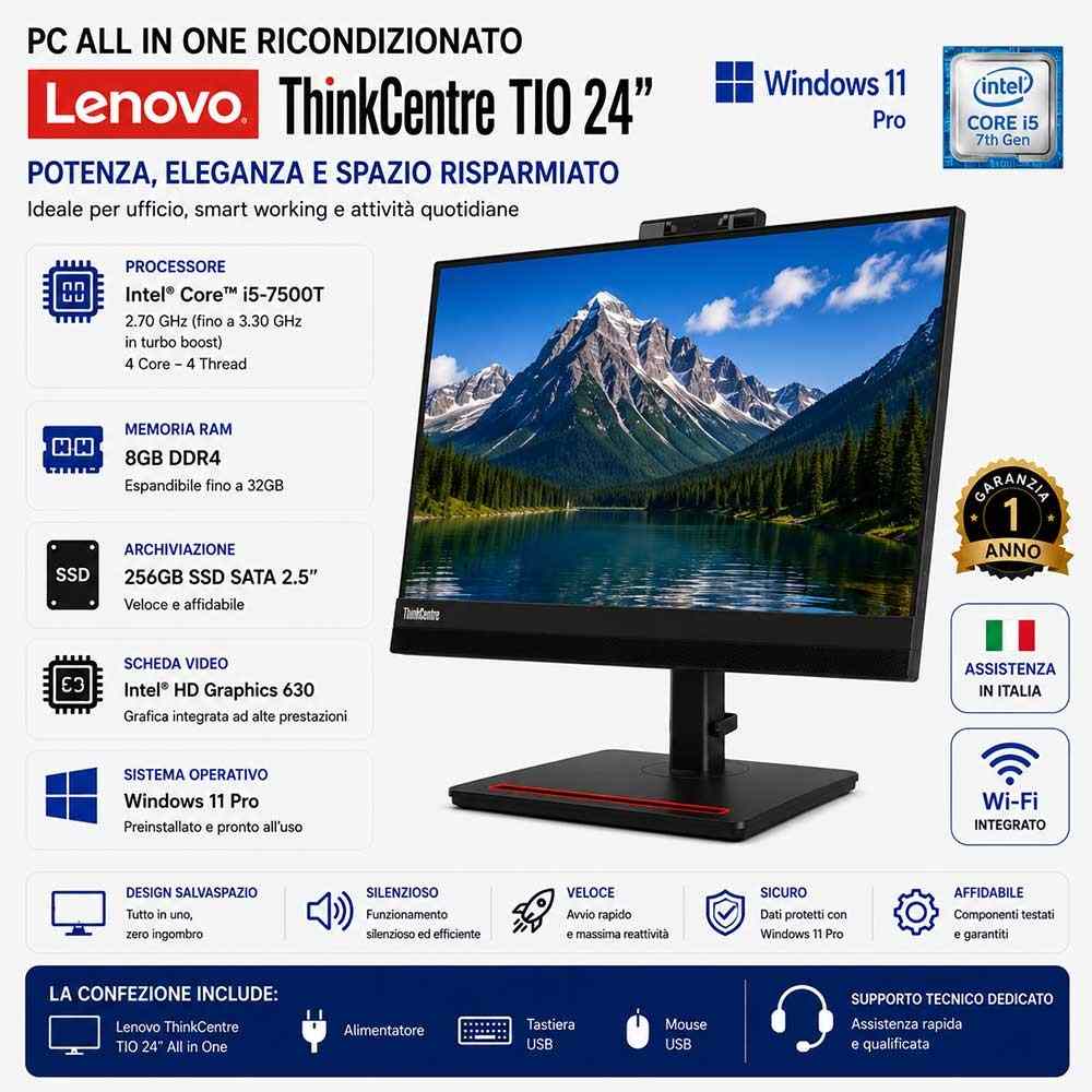 Pc All in One Ricondizionato Lenovo ThinkCentre TIO 24" i5-7500T