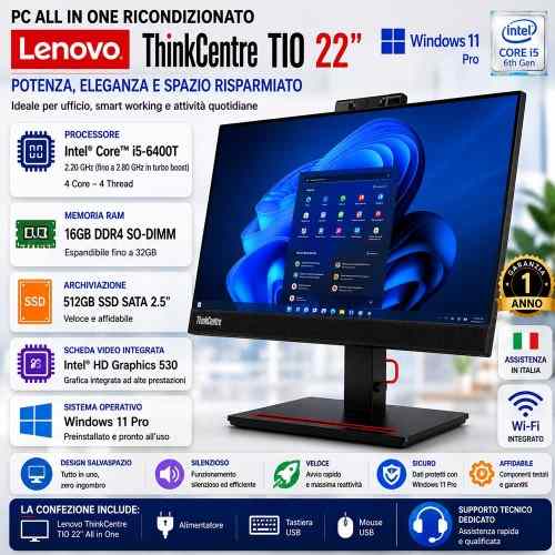 Pc All in One Ricondizionato Lenovo All-In-One ThinkCentre TIO Intel i5-6400T Ram 16GB