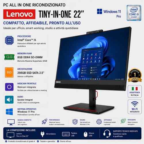 PC Computer All in one Ricondizionato i5 LENOVO TINY-IN-ONE 22"