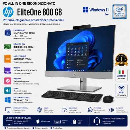 Pc Computer All in One Ricondizionato HP EliteOne 800 G8 i5-11500 24"