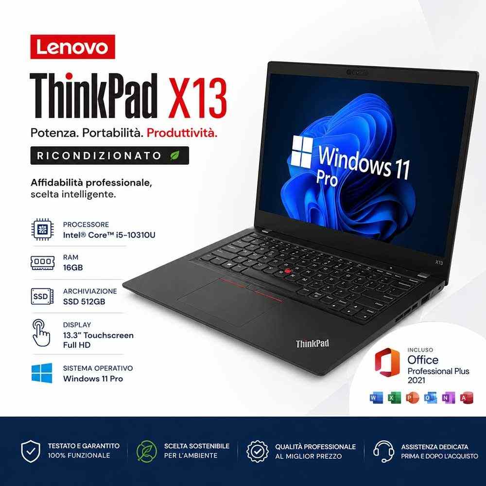 Notebook RICONDIZIONATO LENOVO Thinkpad x13 Touch i5 Generazione 10