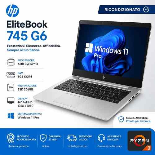 Notebook Ricondizionato HP EliteBook 745 G6 14" Full HD AMD Ryzen 3