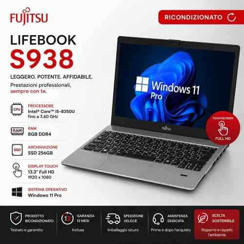 Notebook Ricondizionato Fujitsu Lifebook S938 13.3" Touch Screen