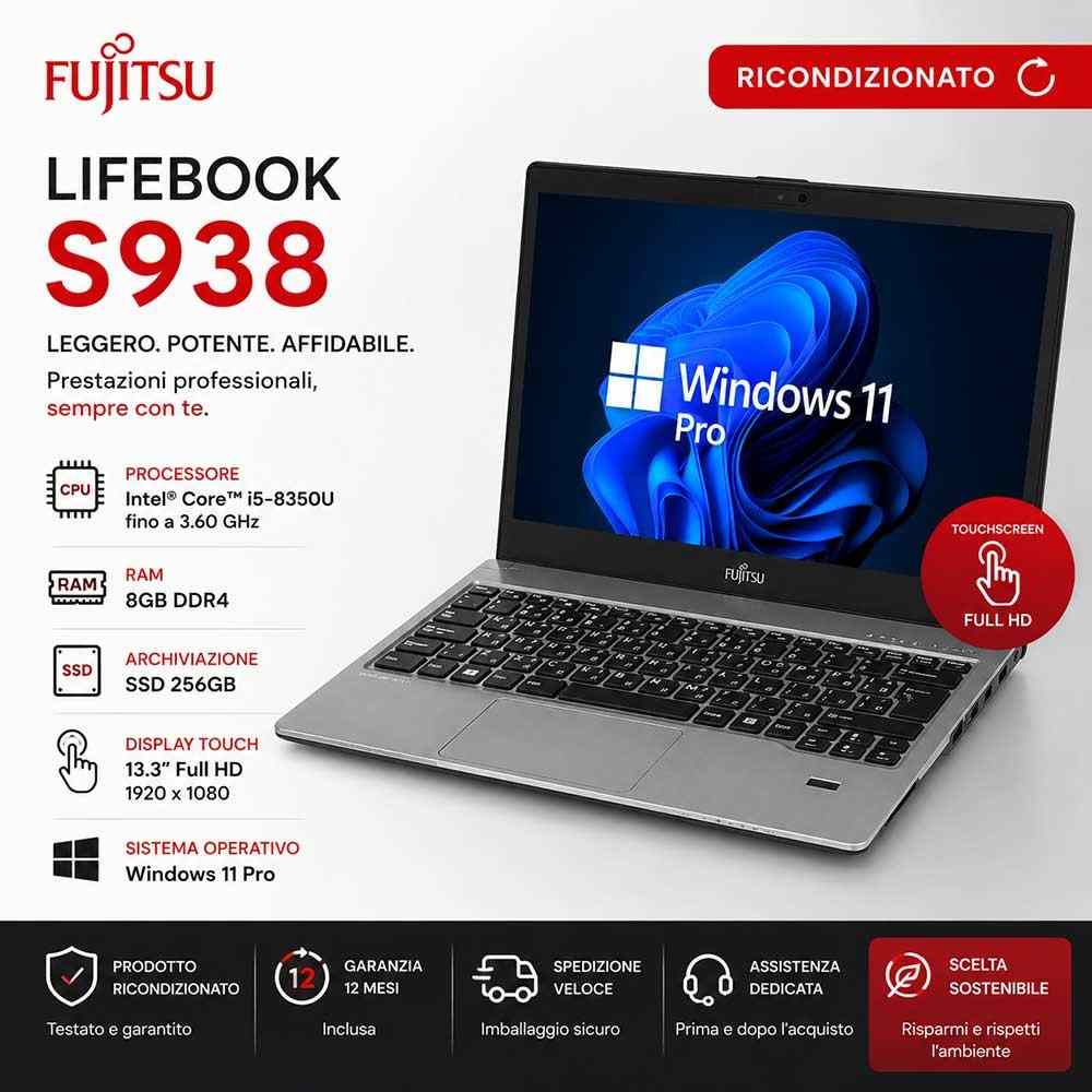 Notebook Ricondizionato Fujitsu Lifebook S938 13.3" Touch Screen