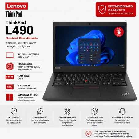 Notebook Ricondizionato Lenovo ThinkPad L490 14" Full HD Touch i5-8265U