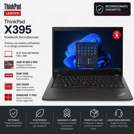 Notebook Ricondizionato Lenovo ThinkPad X395 13.3" Full HD Touch Ryzen 5