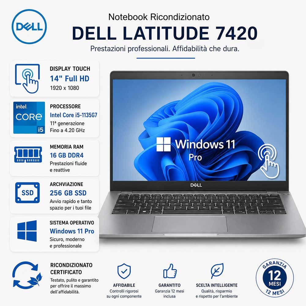 Notebook Ricondizionato Dell Latitude 7420 14" Full HD Touch i5-1135G7