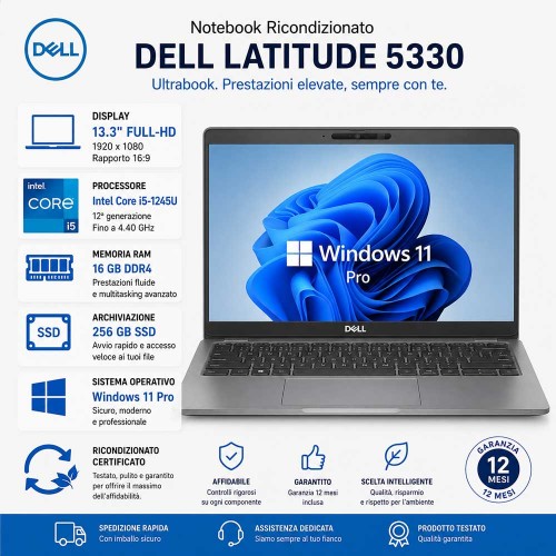 Notebook Ricondizionato Core i5-1245U Ultrabook Dell Latitude 5330