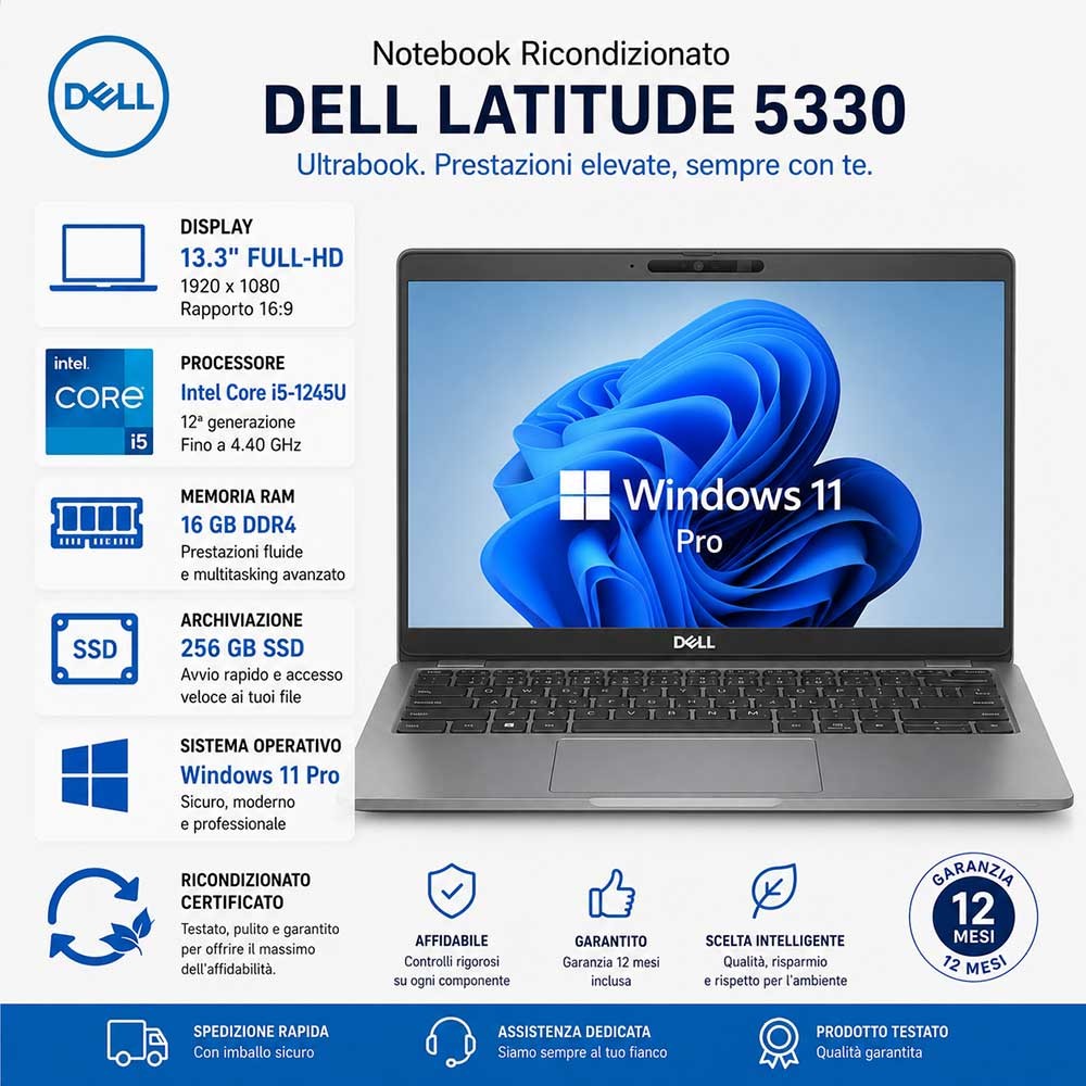 Notebook Ricondizionato Core i5-1245U Ultrabook Dell Latitude 5330