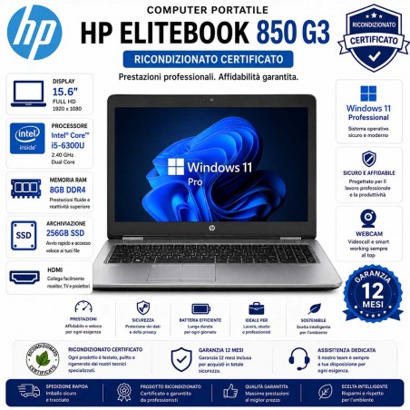 Computer Portatile RICONDIZIONATO HP EliteBook 850 G3 Notebook Core i5