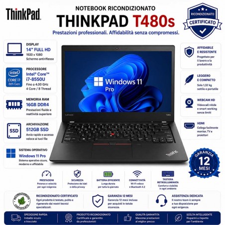 Notebook RICONDIZIONATO Thinkpad T480s 14" i7