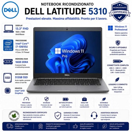 Notebook Ricondizionato Core i7-10610U Dell Latitude 5310