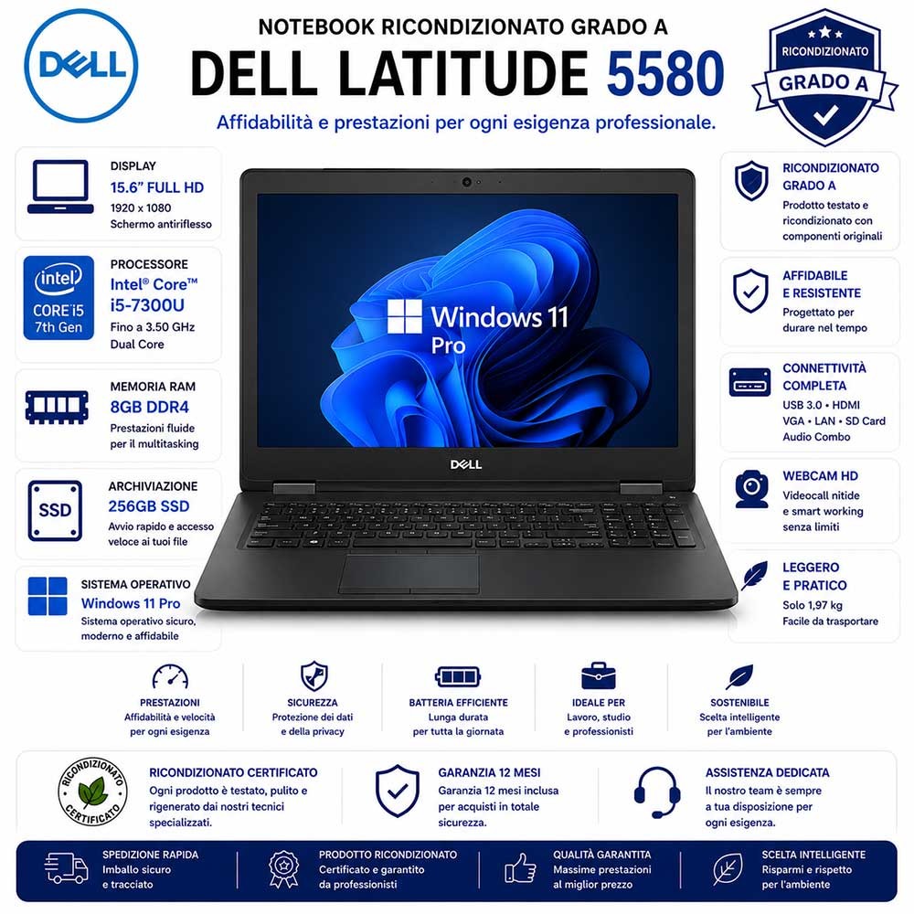 Dell Latitude 5580 Notebook (Ricondizionato Grado A) i5