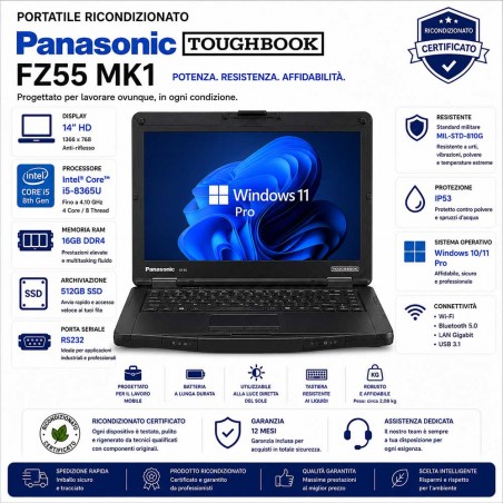 Portatile Ricondizionato Panasonic Toughbook FZ55 MK1 14" CORE i5-8365U