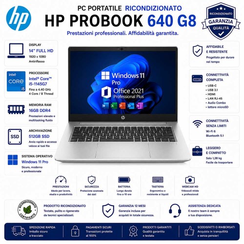 Pc Portatile HP Probook 640 G8 i5-1145G7