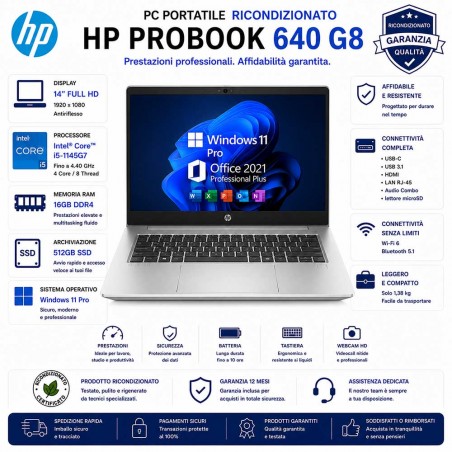 Pc Portatile HP Probook 640 G8 i5-1145G7