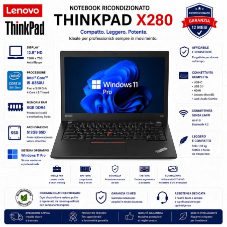Notebook Ricondizionato Lenovo ThinkPad X280 12.5" Core i5-8350U
