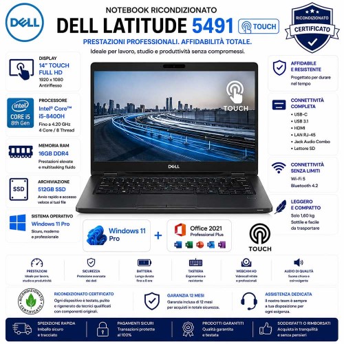 Notebook Ricondizionato Dell Latitude 5491 14" TOUCH